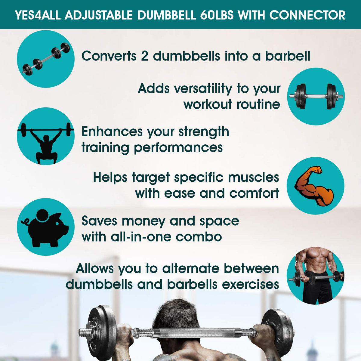 Adjustable Weights Dumbbells Set P565211
