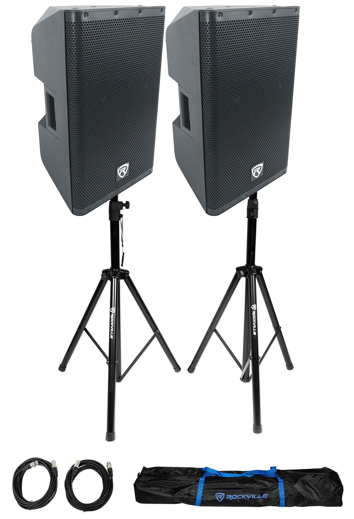 12" Powered DJ PA Speaker Pair with Stands O588