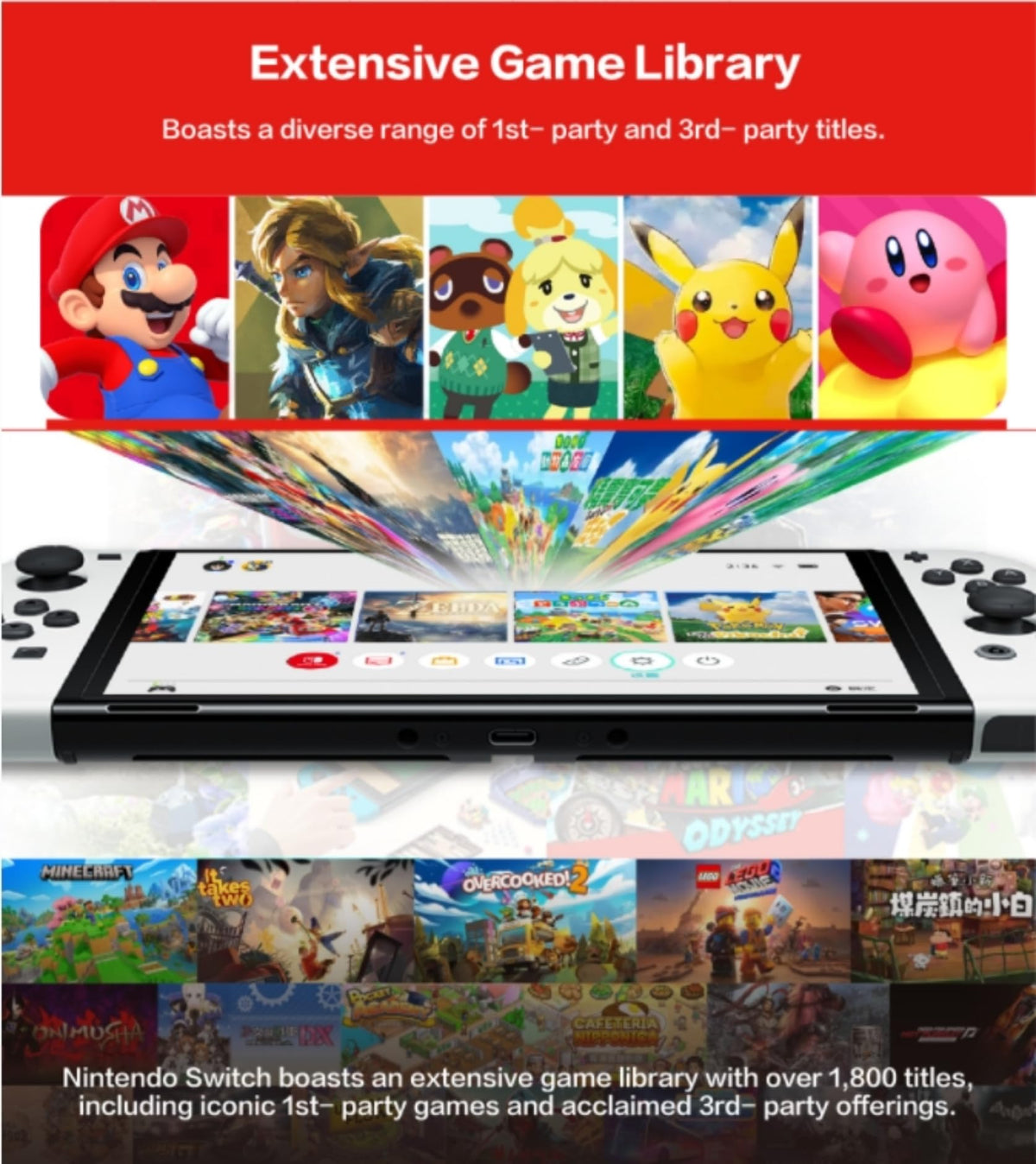 Nintendo Switch OLED Model with Neon Blue and Neon Red Joy-Con and 32GB Micro SD Card Q58377