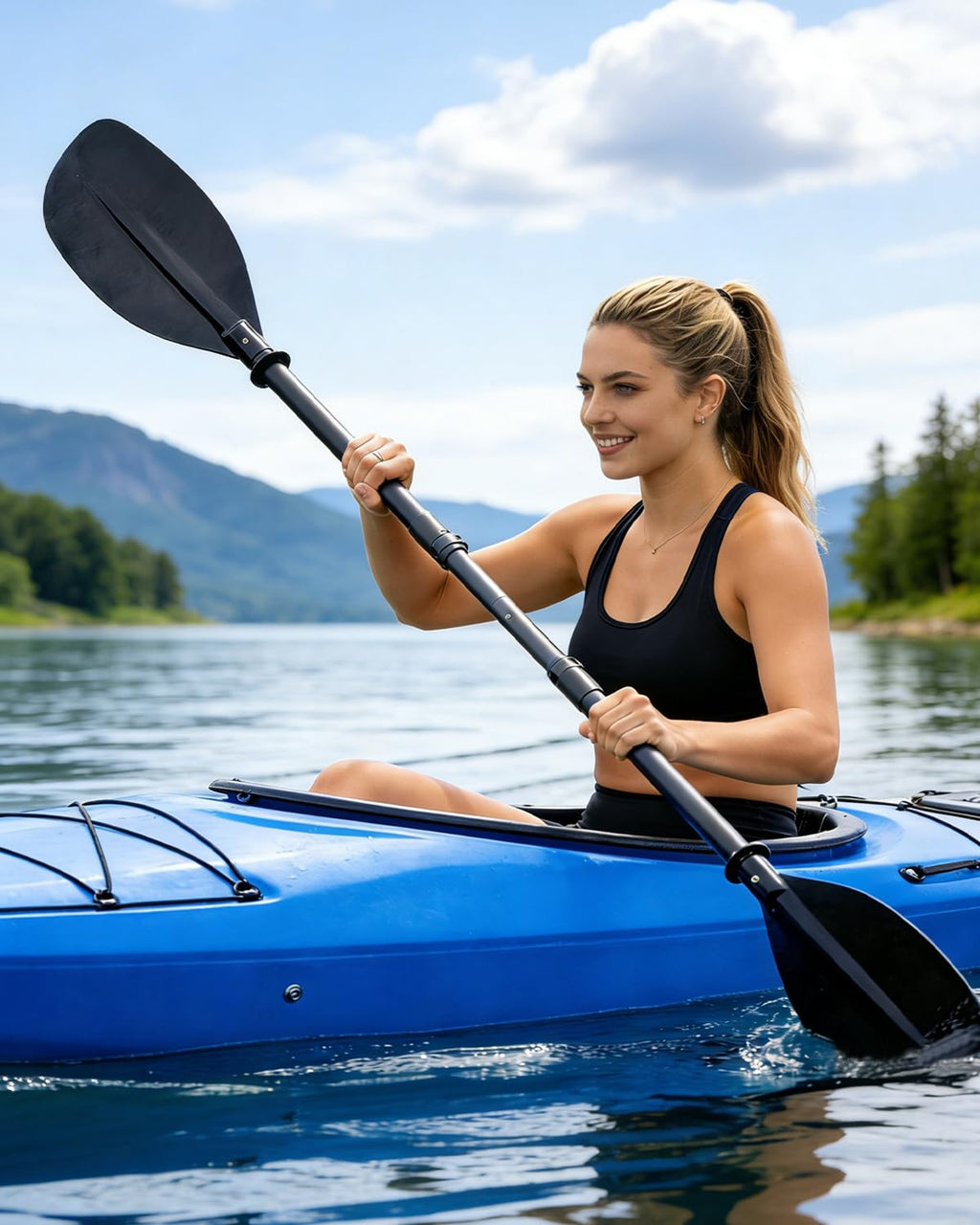 Adjustable Telescopic Kayak Paddle Stainless Steel Shaft Fiberglass Blades U598