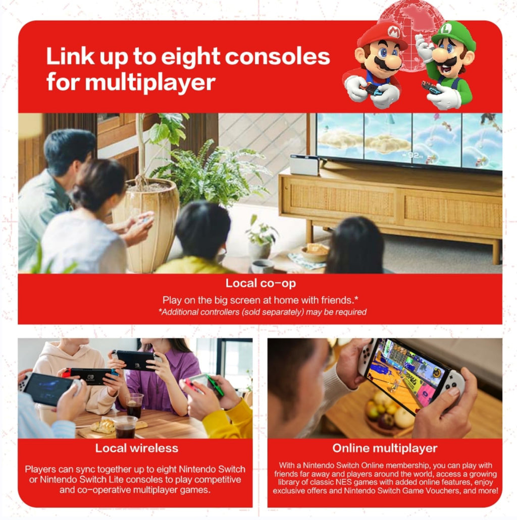Nintendo Switch OLED Model with Neon Blue and Neon Red Joy-Con and 32GB Micro SD Card Q58377