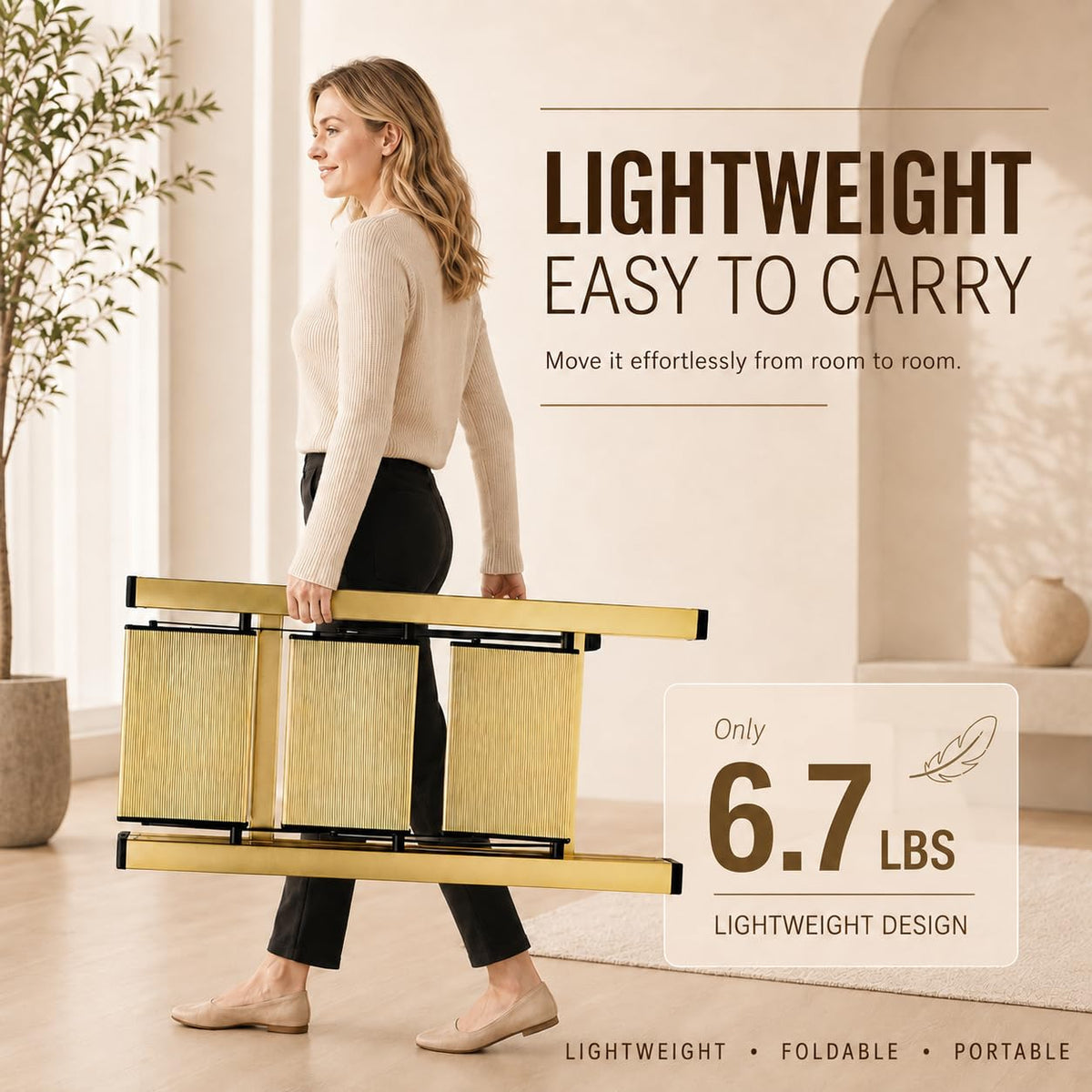 Gold Aluminum 3 Step Folding Stool, 330 lb Capacity K466238