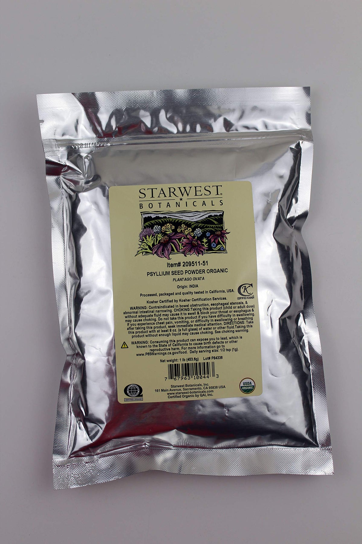 Organic Psyllium Seed Powder 1 Lb B416