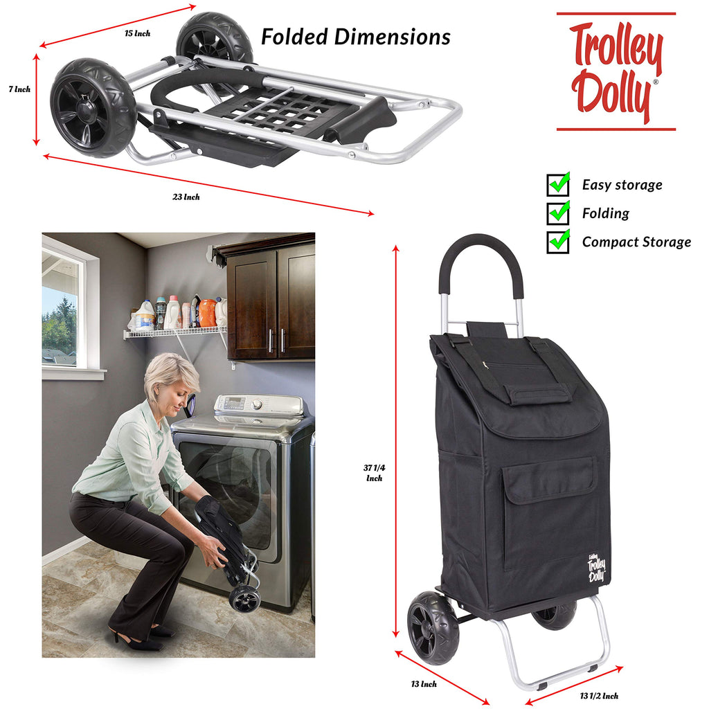 Black Foldable Shopping Cart with Wheels and Removable Bag I9797