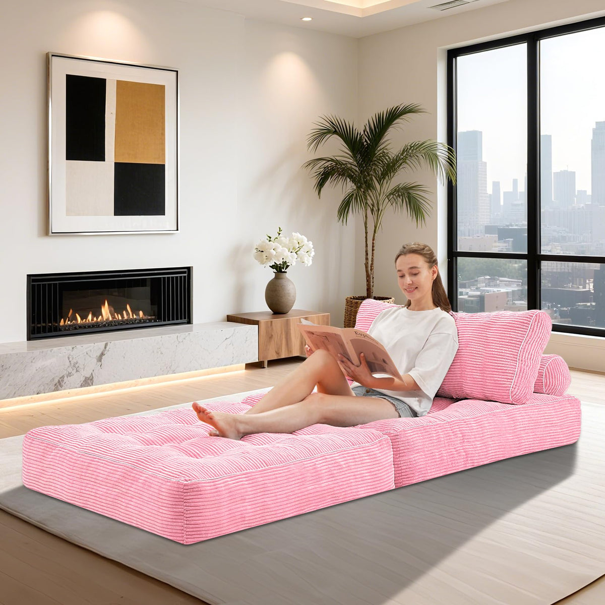 Folding Sofa Bed Convertible Sleeper Chair Bed with Pillow X7278
