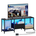 Black TV Stand with LED Lights and Fabric Drawer H94516