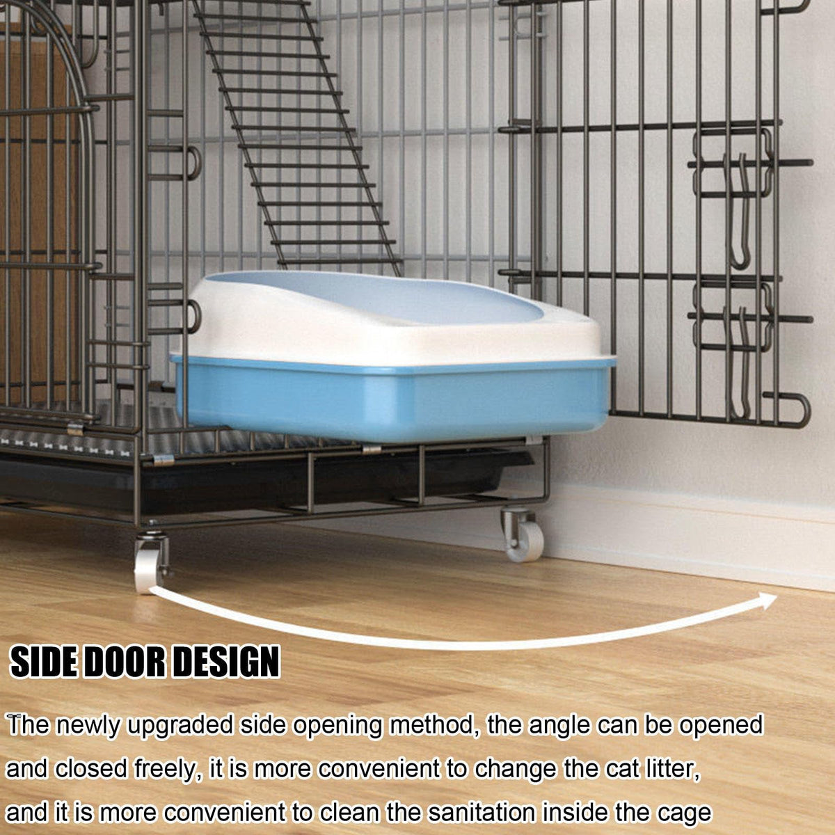 Collapsible Metal Wire Cat Cage with Wheels R71177