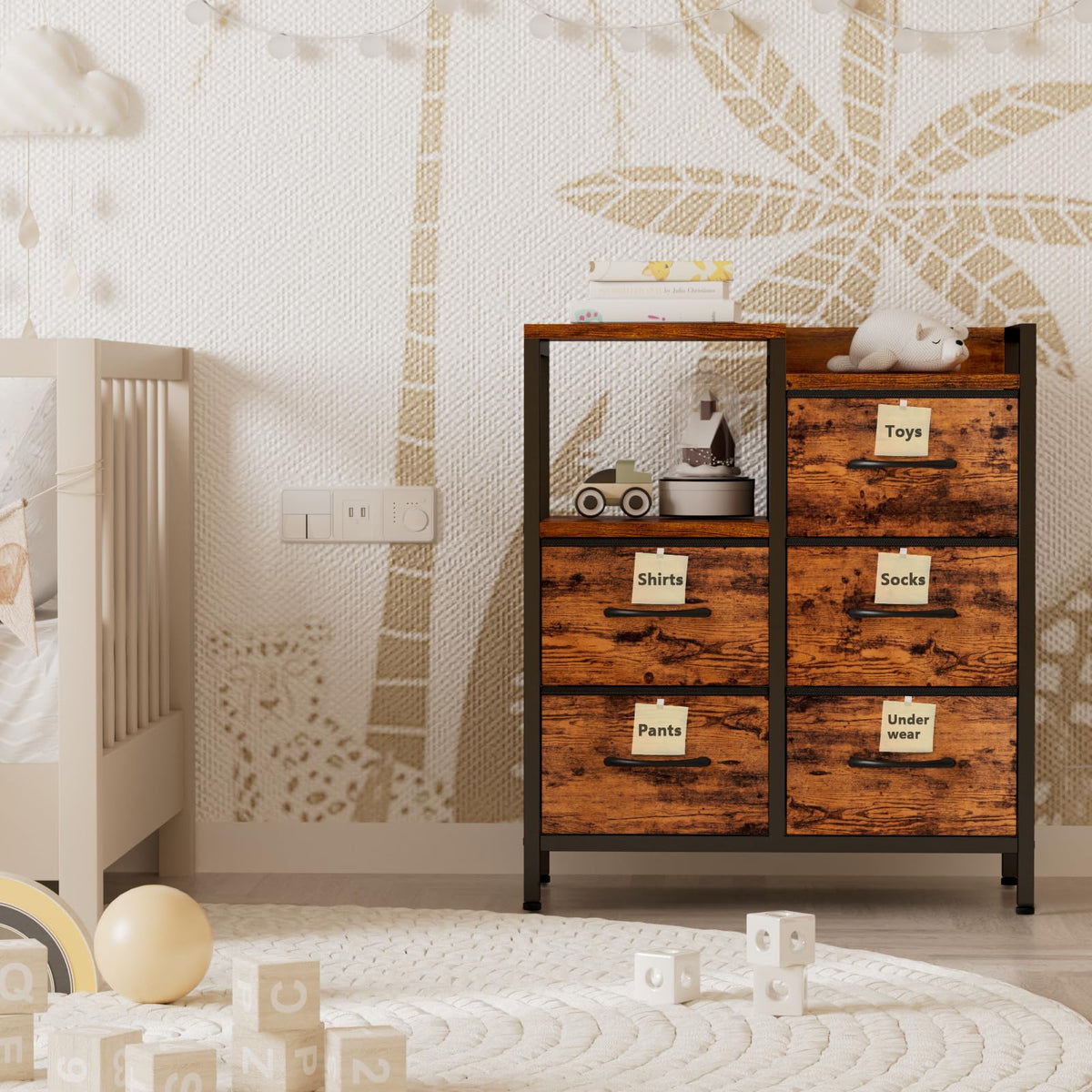 Rustic Brown 5 Drawer Dresser N3119