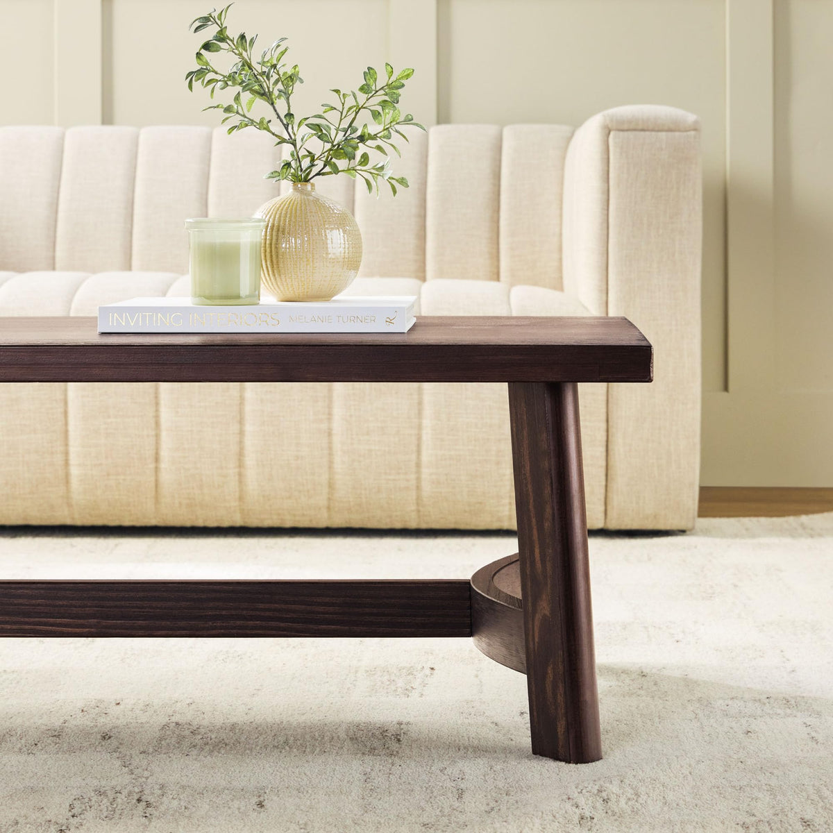 Solid Wood Rectangular Coffee Table, 48 Inch, Espresso H392682