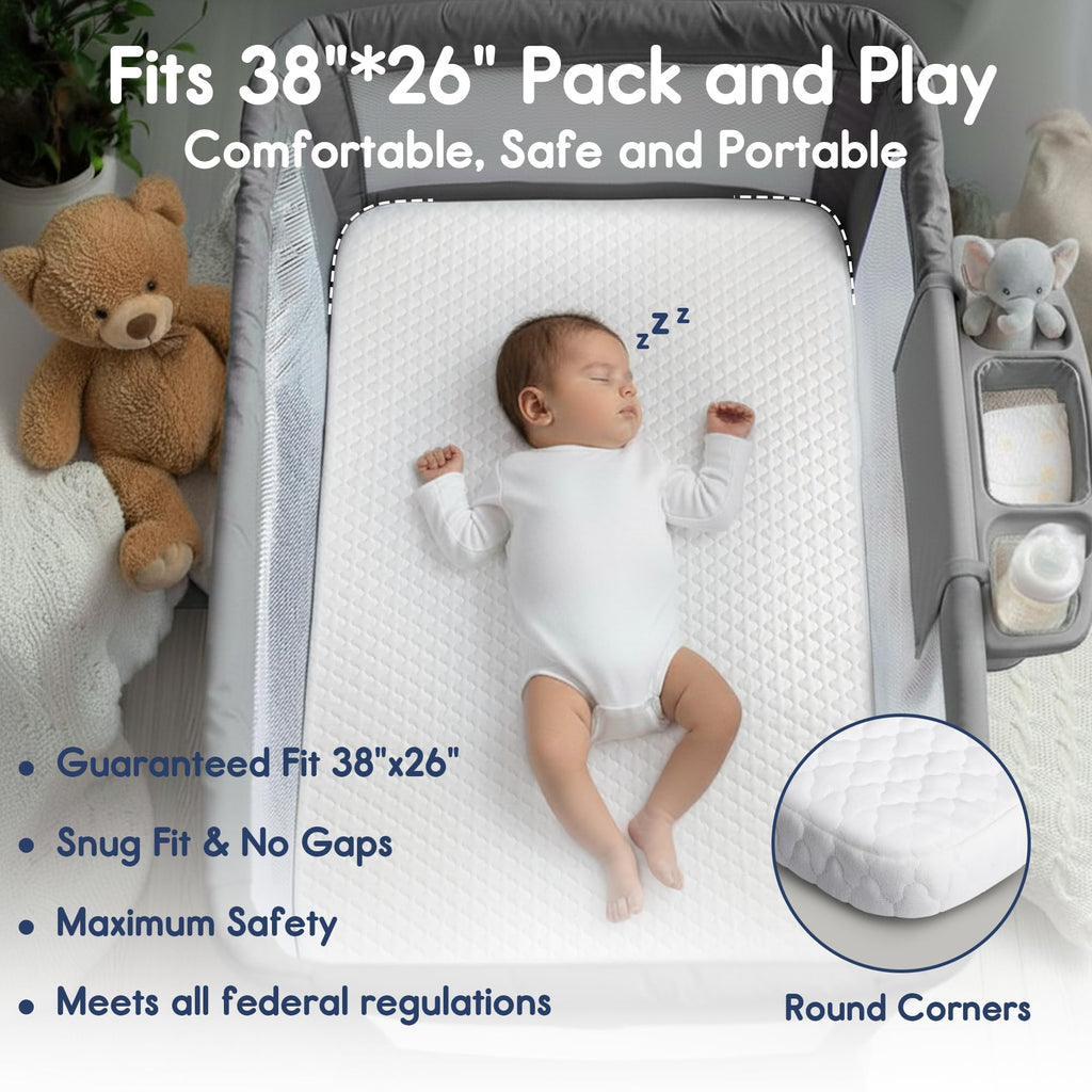 Waterproof Pack and Play Mattress 38"x26" White I5045