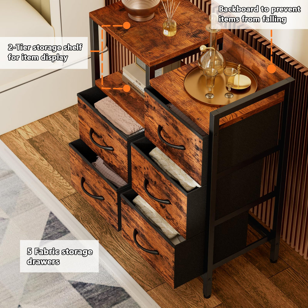 Rustic Brown 5 Drawer Dresser N3119
