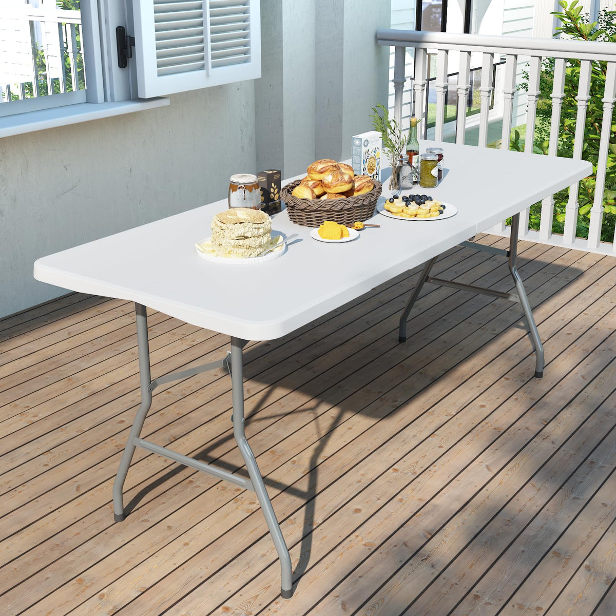 6FT White Folding Table O671239