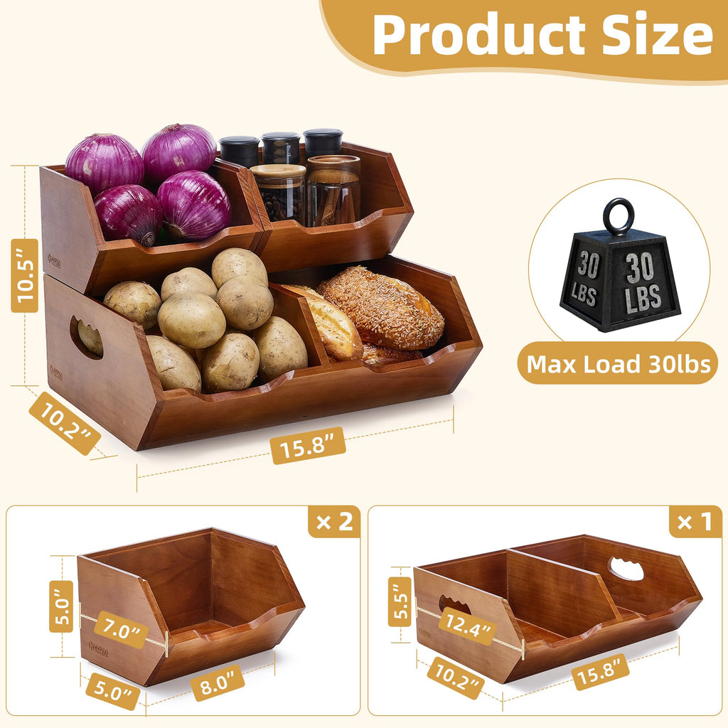 Wood 2-tier Stackable Pantry Organizer B93245