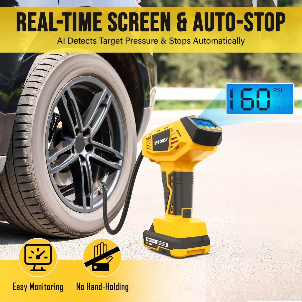 Cordless Tire Inflator Portable Air Compressor 160PSI E907