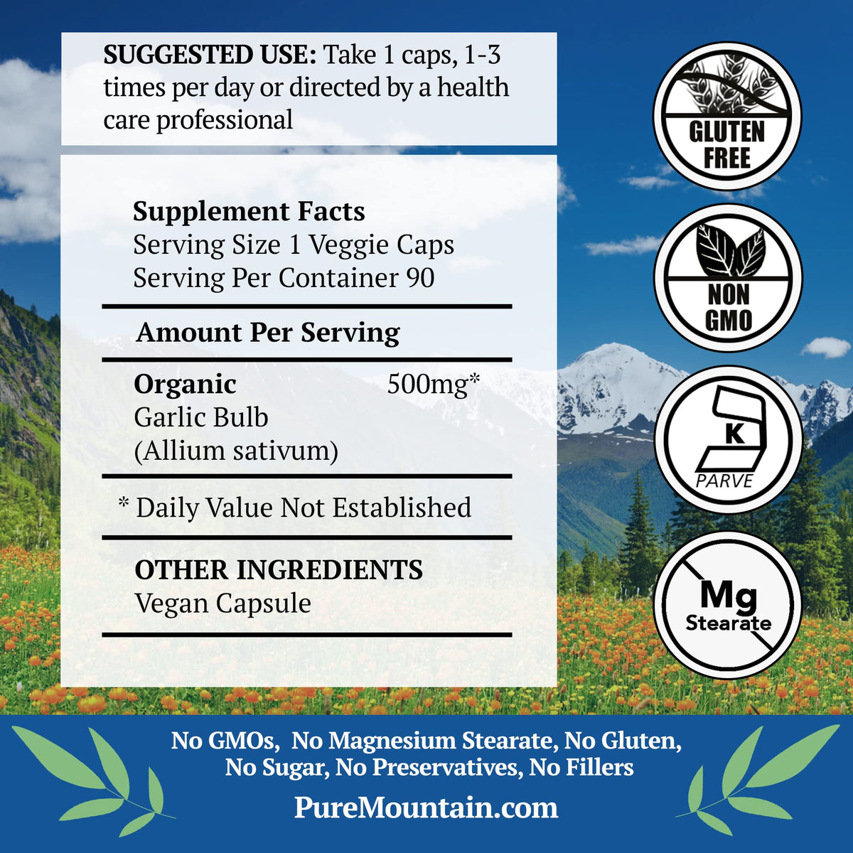 Garlic Capsules 500mg 90 Veggie Capsules G60851