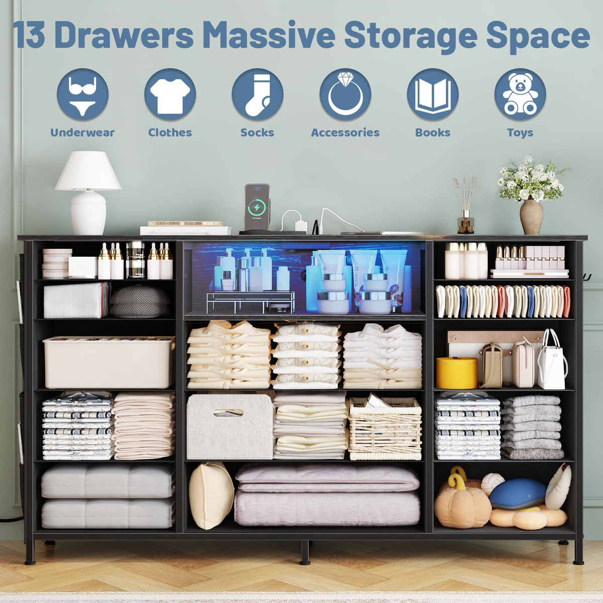 13 Drawer Fabric Dresser P73440