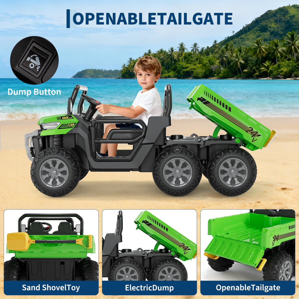 24V 2-Seater 6-Wheel Ride On Dump Truck with Remote Control M22295