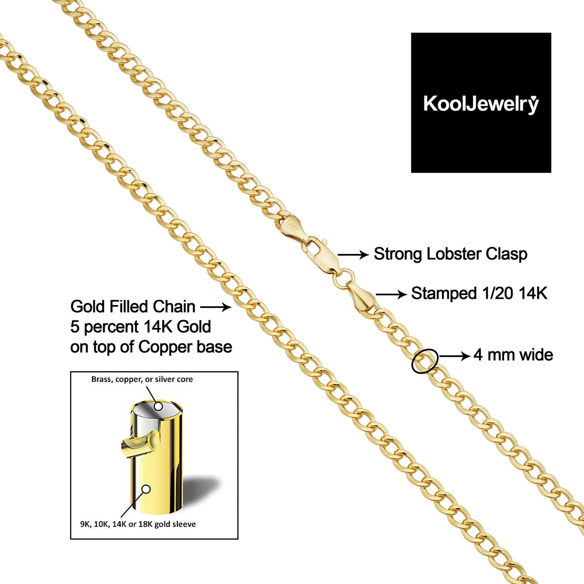 14K Yellow Gold Filled Miami Cuban Chain Necklace R608800