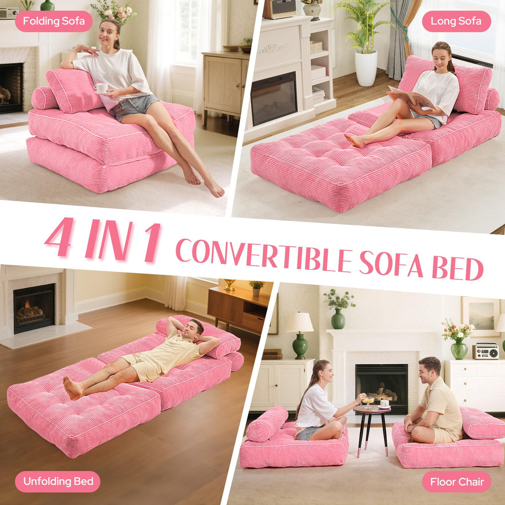 Folding Sofa Bed Convertible Sleeper Chair Bed with Pillow X7278