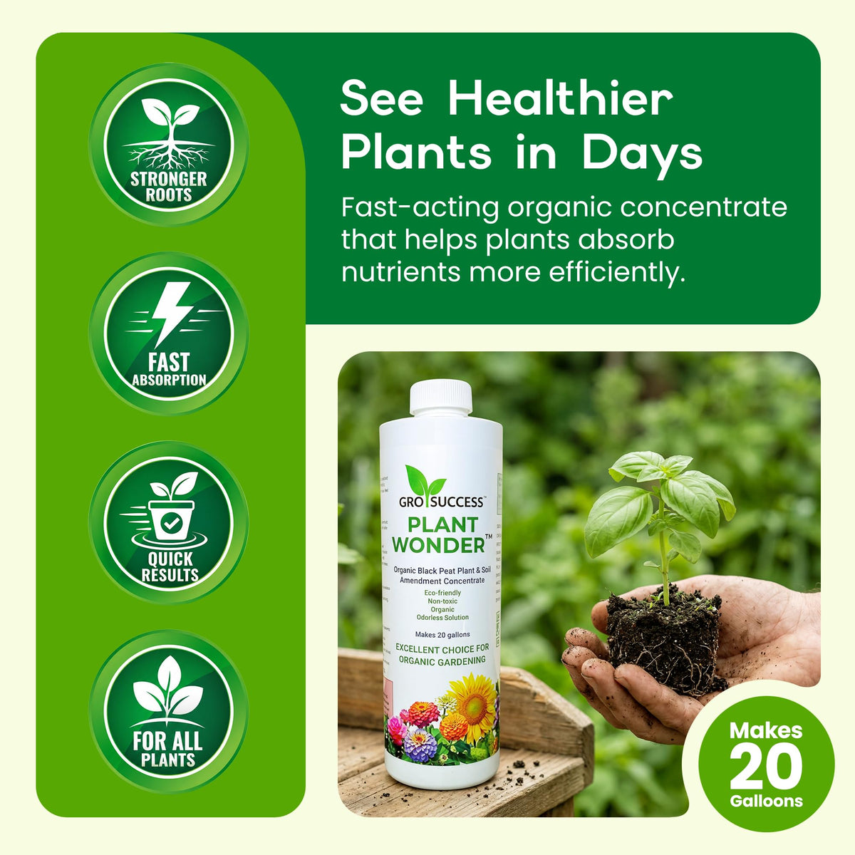 Organic Liquid Fertilizer Concentrate with Humic & Fulvic Acid 16 oz U952
