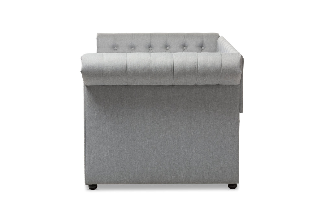 Light Beige Fabric Trundle Daybed T716381