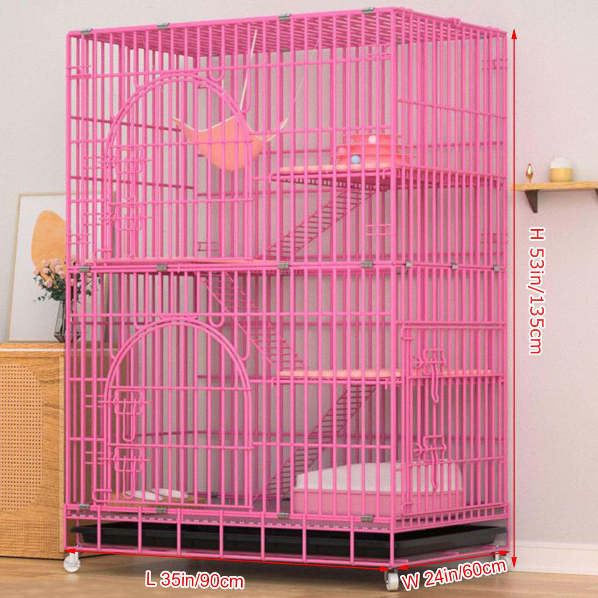 Collapsible Metal Wire Cat Cage with Wheels R71177