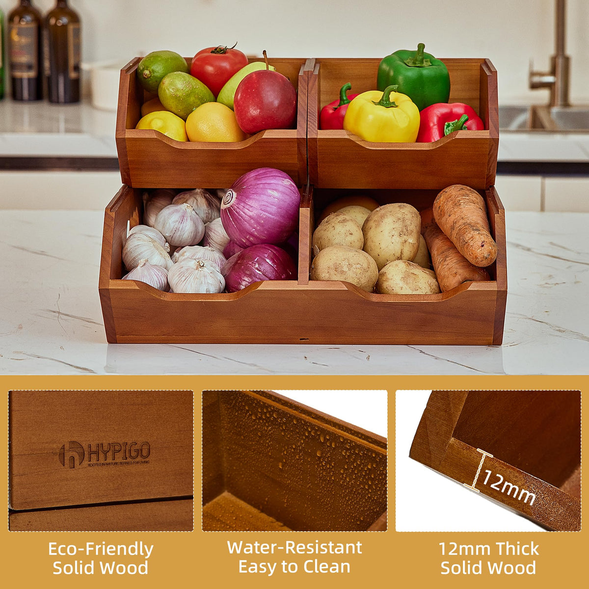 Wood 2-tier Stackable Pantry Organizer B93245