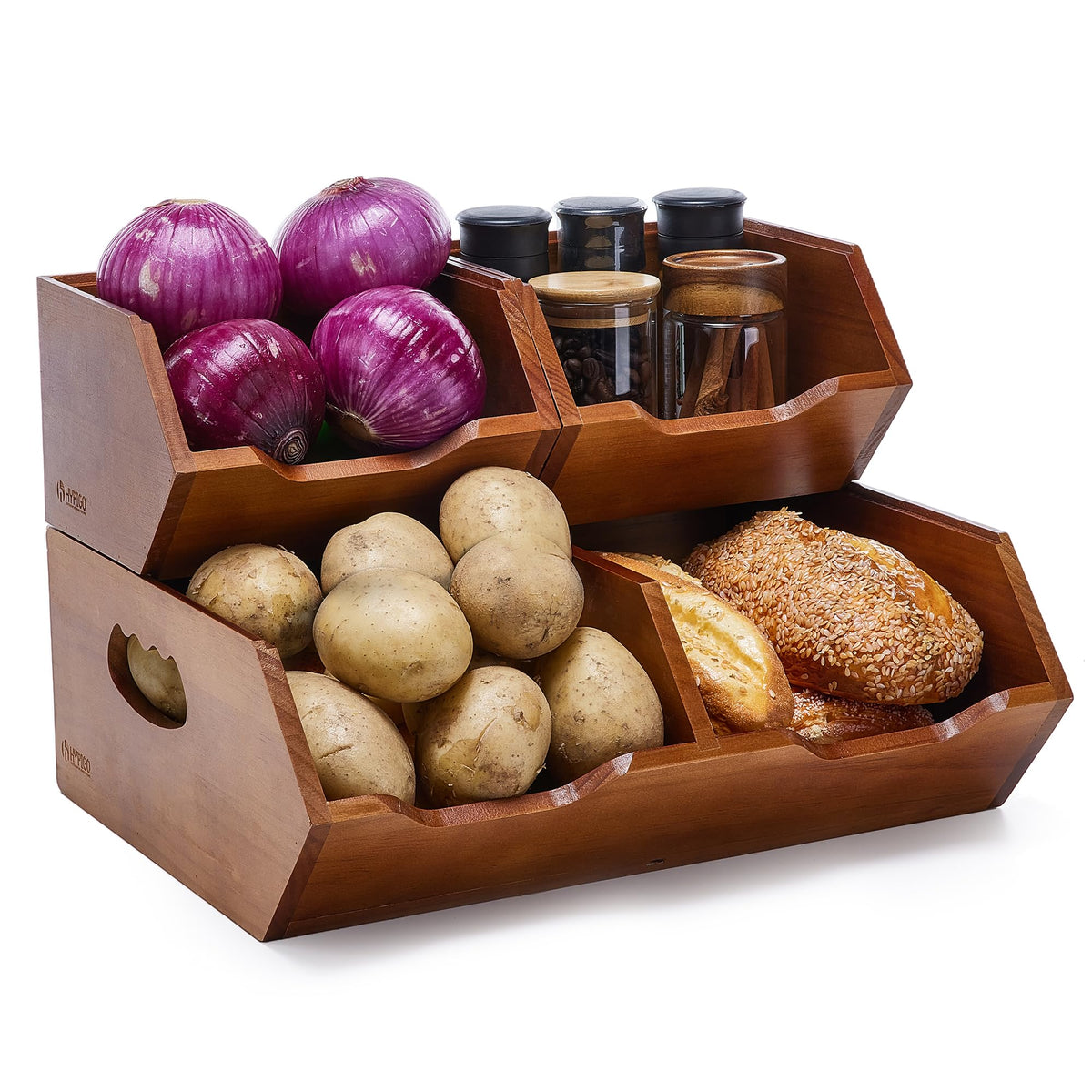 Wood 2-tier Stackable Pantry Organizer B93245