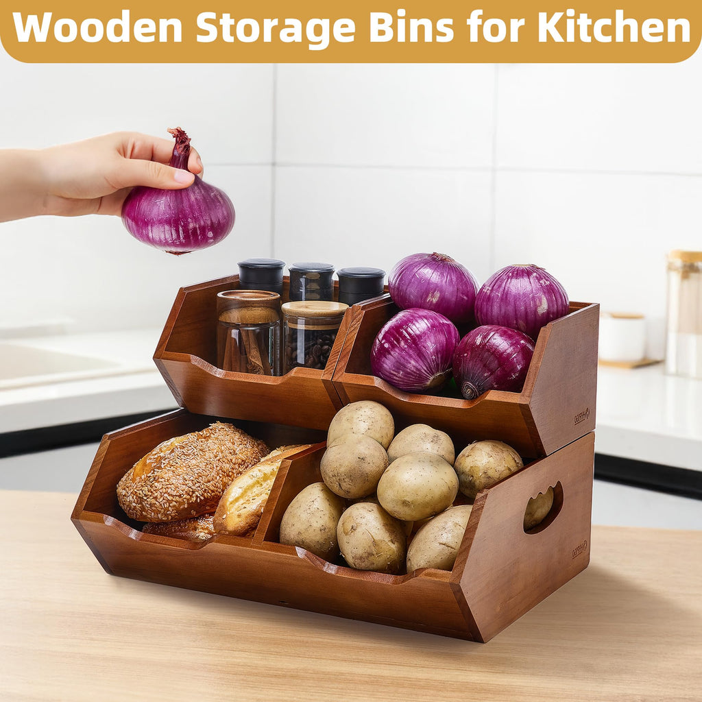 Wood 2-tier Stackable Pantry Organizer B93245