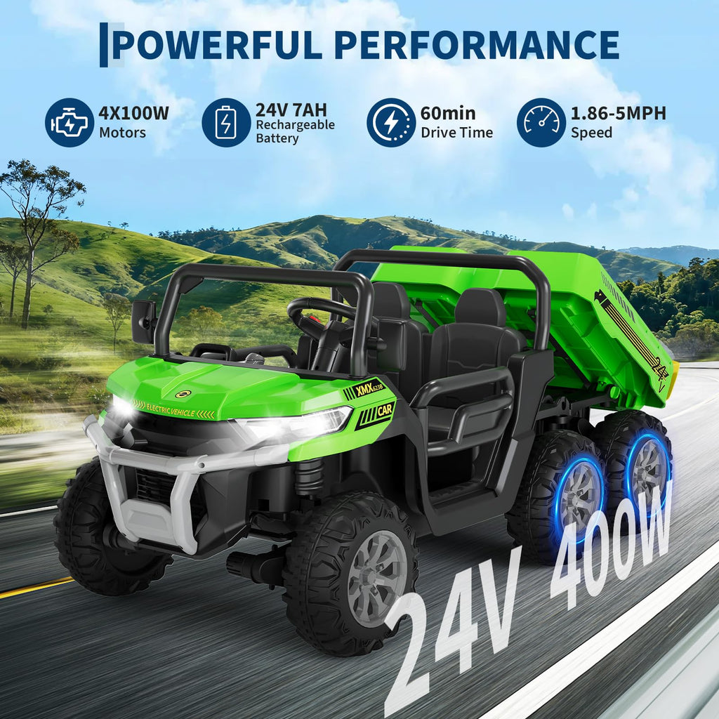 24V 2-Seater 6-Wheel Ride On Dump Truck with Remote Control M22295