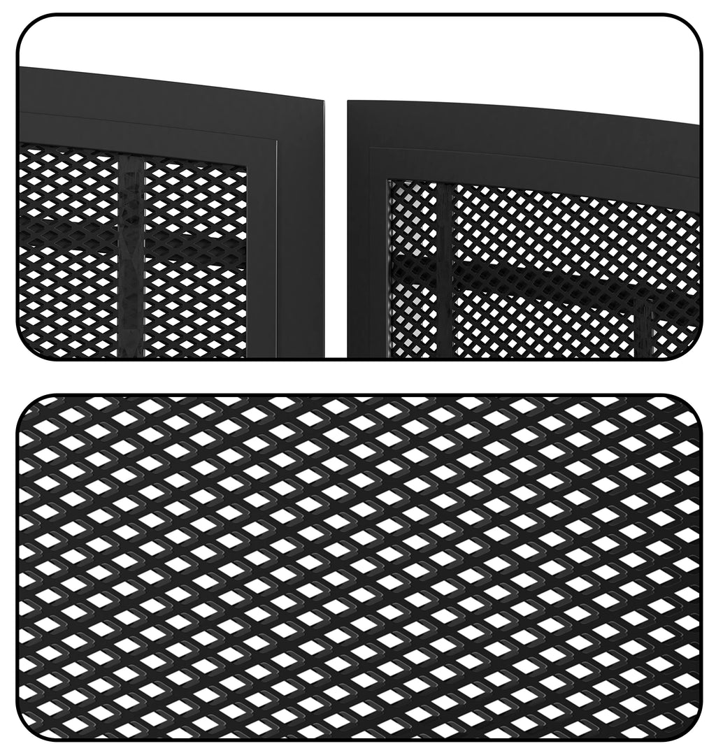 Black 3 Panel Wrought Iron Fireplace Screen 48x30 Inch X423