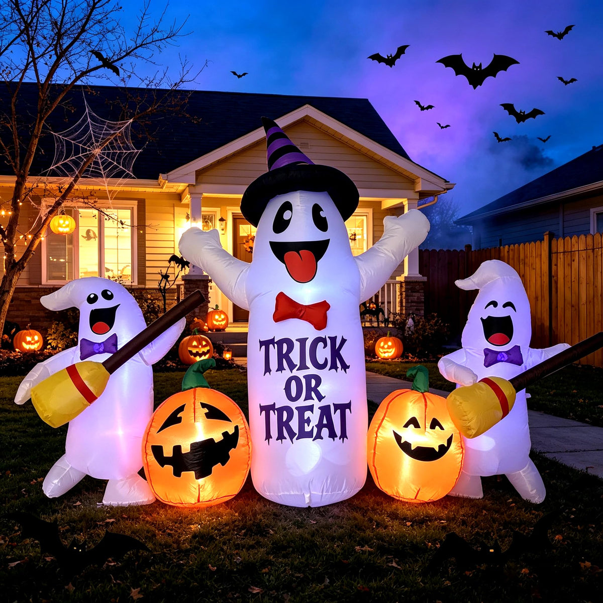 8FT LED Inflatable Ghosts with Pumpkins T427365