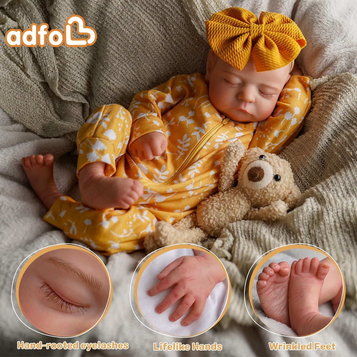 20 Inch Full Vinyl Reborn Baby Dolls Girl F459