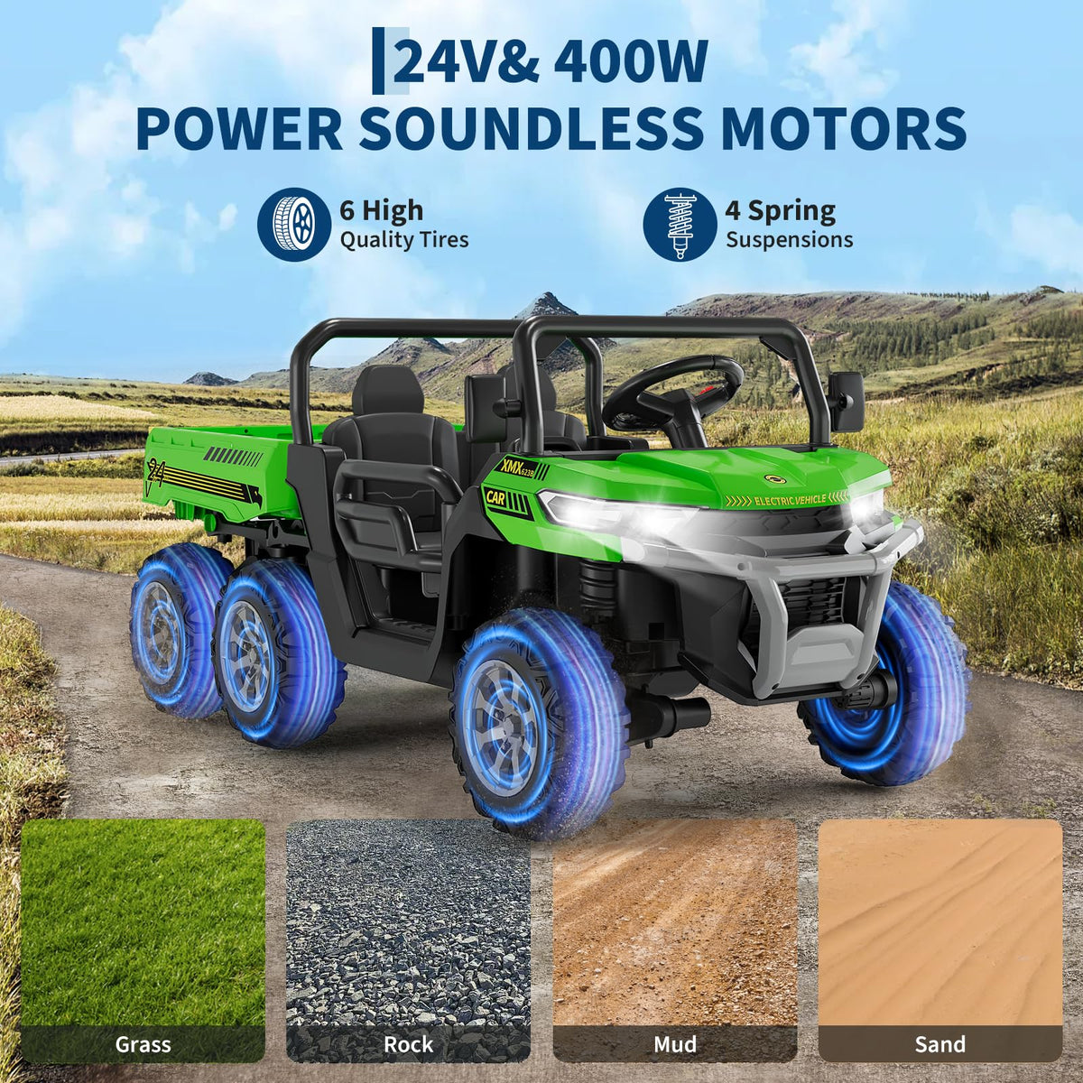 24V 2-Seater 6-Wheel Ride On Dump Truck with Remote Control M22295