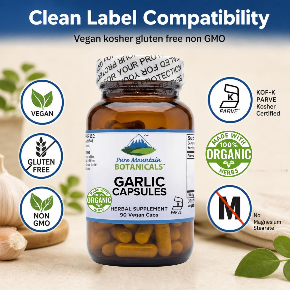 Garlic Capsules 500mg 90 Veggie Capsules G60851