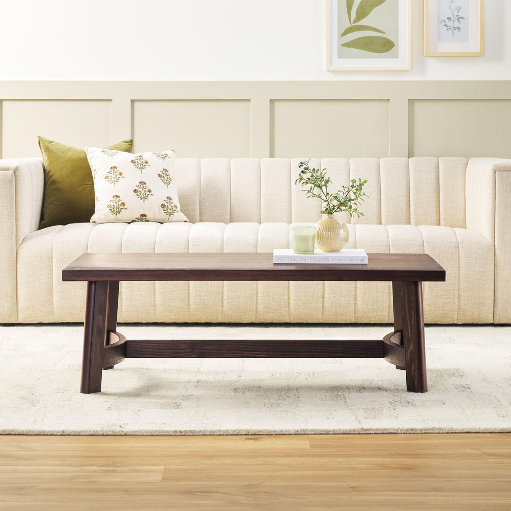 Solid Wood Rectangular Coffee Table, 48 Inch, Espresso H392682