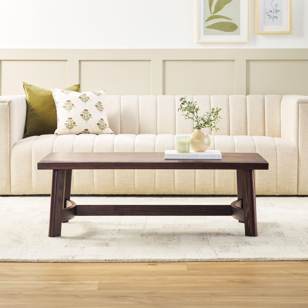 Solid Wood Rectangular Coffee Table, 48 Inch, Espresso H392682