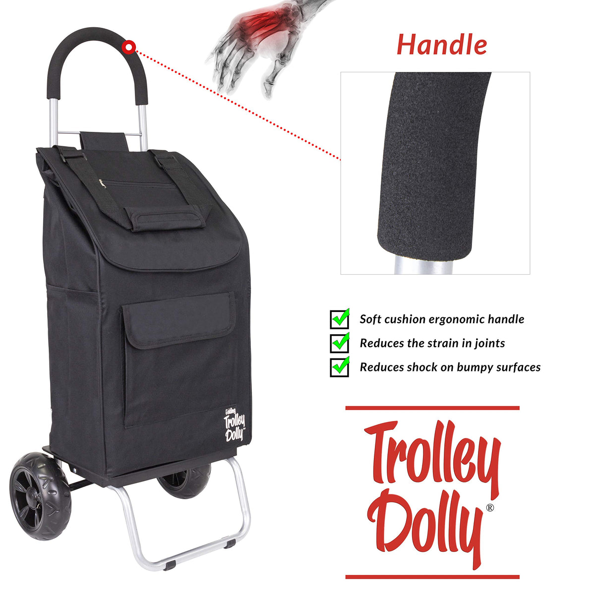 Black Foldable Shopping Cart with Wheels and Removable Bag I9797
