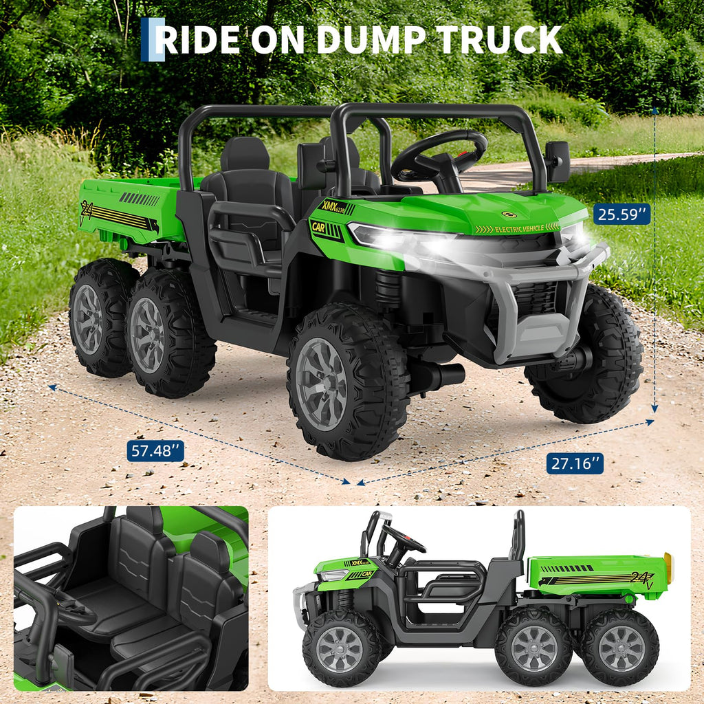 24V 2-Seater 6-Wheel Ride On Dump Truck with Remote Control M22295