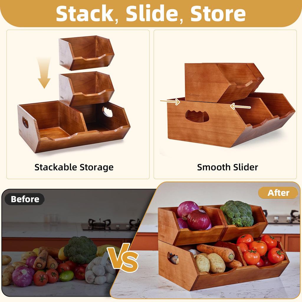 Wood 2-tier Stackable Pantry Organizer B93245