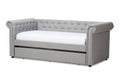 Light Beige Fabric Trundle Daybed T716381