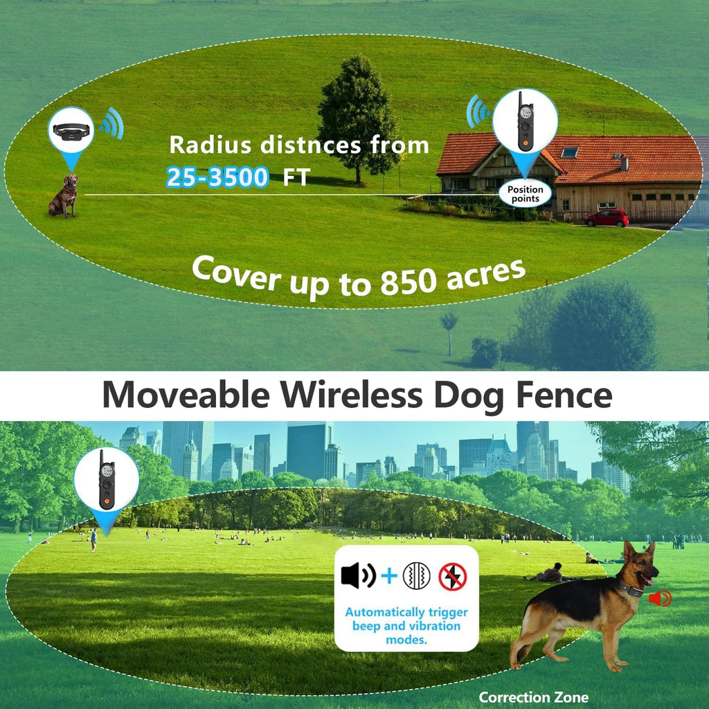 Wireless Dog Fence & Training Collar for 2 Dogs U1445
