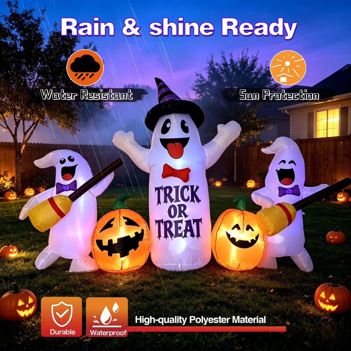 8FT LED Inflatable Ghosts with Pumpkins T427365