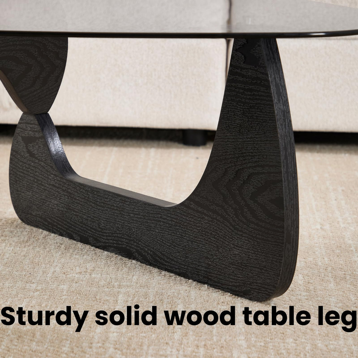 Modern Triangle Glass Coffee Table with Wood Base S59455