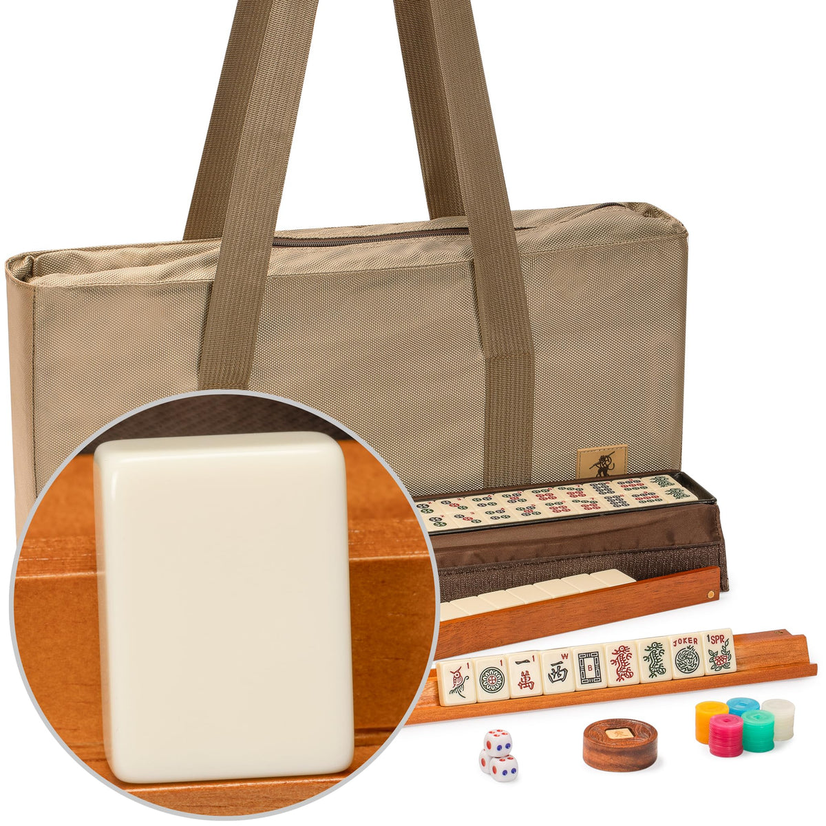 American Mahjong Set with Soft Case, Racks, Coins, Dice S19874