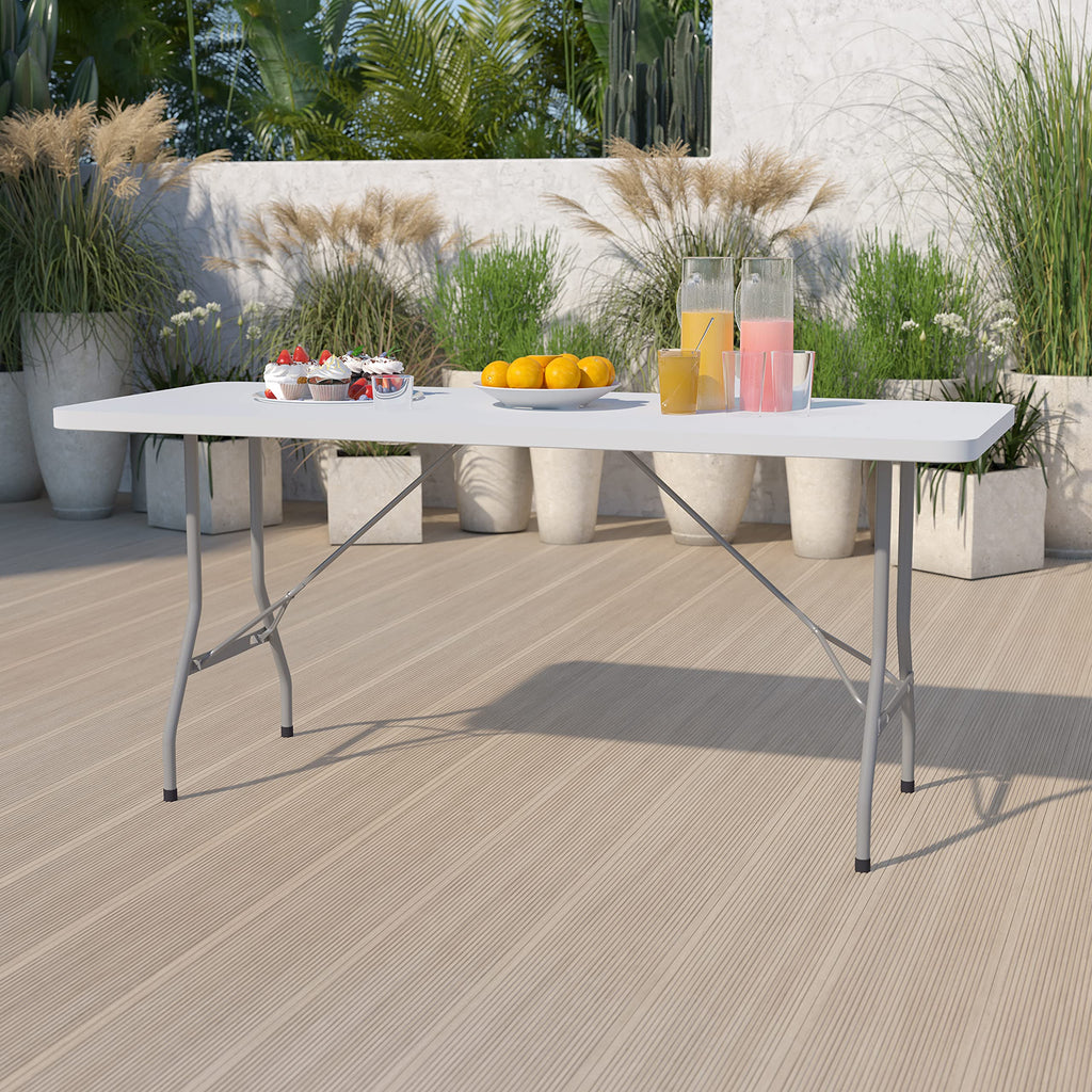15 Pack 6-Foot Granite White Plastic Folding Table R523