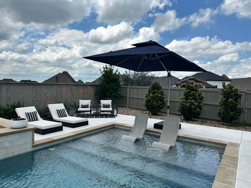 10'x 10' Square Double Top Navy Blue Cantilever Patio Umbrella I8253