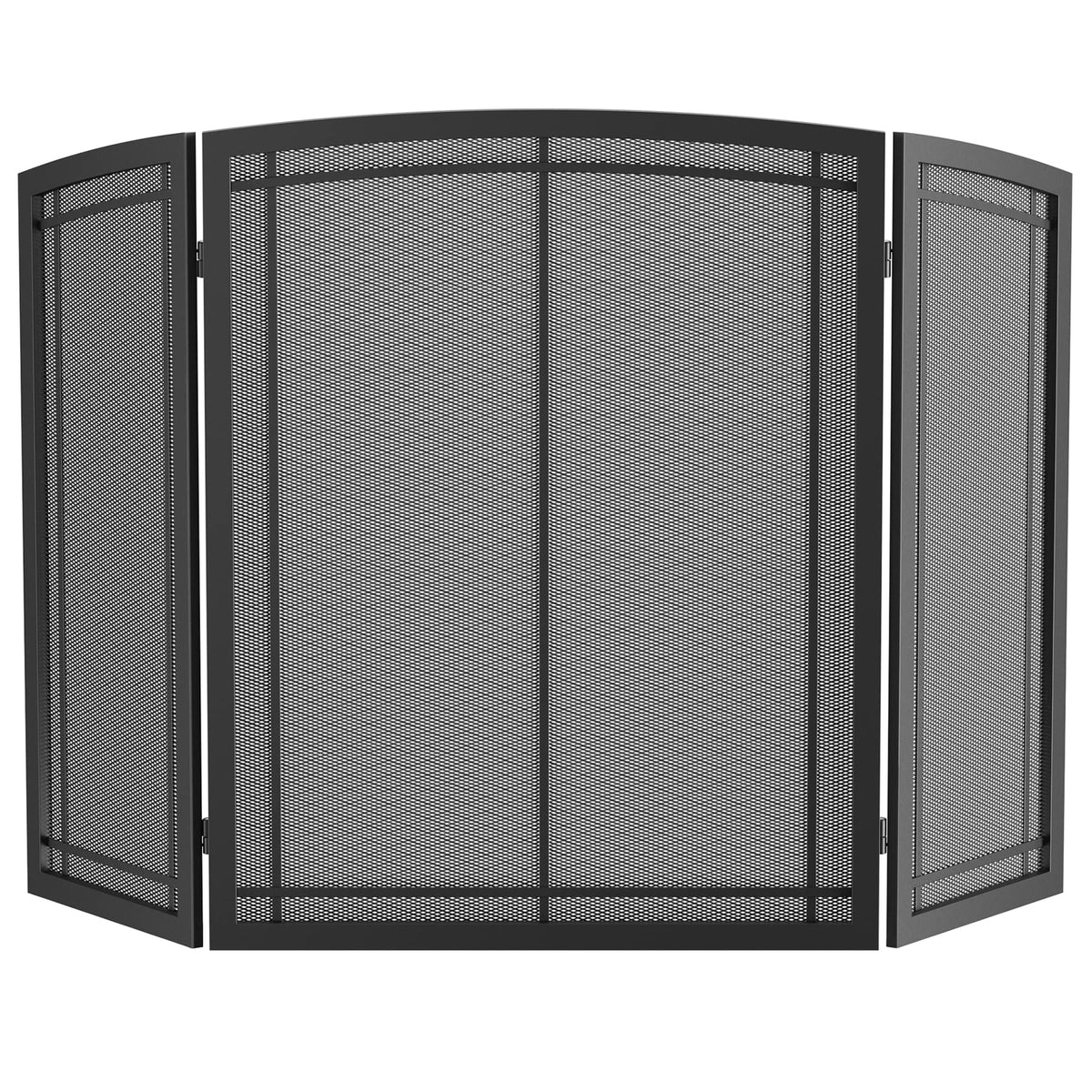 Black 3 Panel Wrought Iron Fireplace Screen 48x30 Inch X423