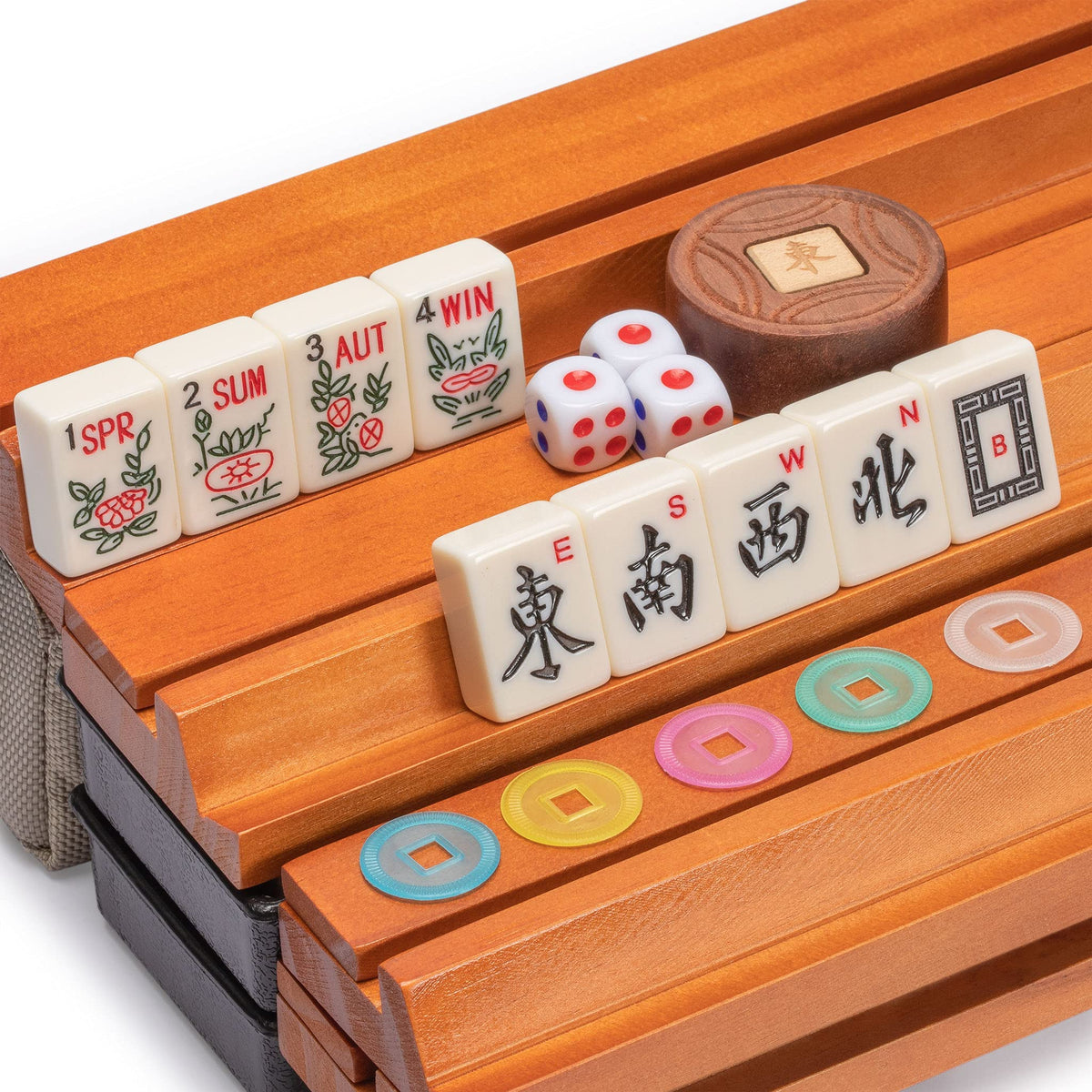 American Mahjong Set with Soft Case, Racks, Coins, Dice S19874