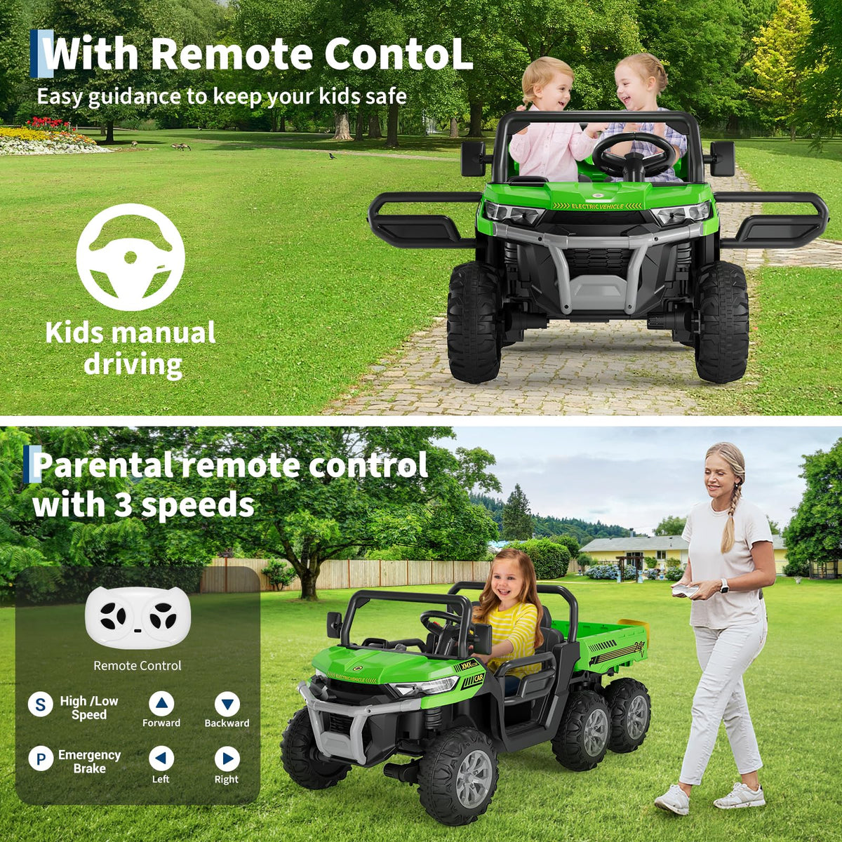 24V 2-Seater 6-Wheel Ride On Dump Truck with Remote Control M22295